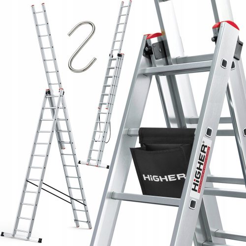 Više ljestve 8,1 m aluminijske 3 x 12 do 150 kg