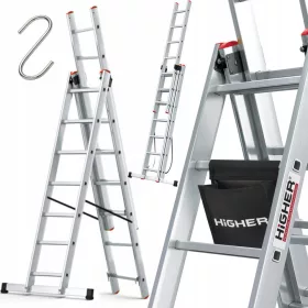 Više ljestve 4,43 m aluminijske 3 x 6 do 150 kg