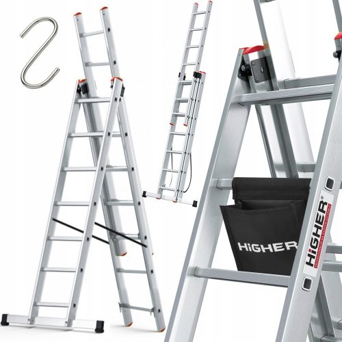 Više ljestve 4,43 m aluminijske 3 x 6 do 150 kg