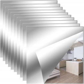    10× Ogledalo Zidne naljepnice Mirror Tiles Dekora + Karton s posebnim poklopcem 20 cm x 15 cm x 25 cm 1 kom.