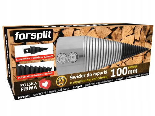 Cjepač drva / svrdlo za cijepanje 100 / 40 mm / konus s vrhom / sjeckalica