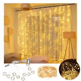    Dekoracija LED ZAVJESA (200 LED SVJETLA) 3M X 3M TOPLO BIJELA / TOPLO BIJELA