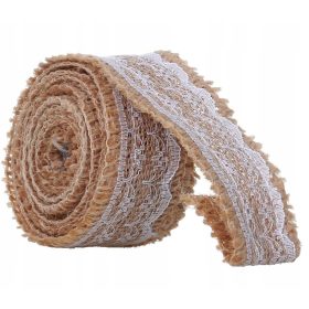 Juta vrpca s boho čipkom za vjenčane dekoracije 2m