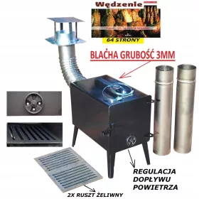    Dimnica set, kamin, 3 mm, vrt, rešetka od lijevanog željeza, cijev, koljeno
