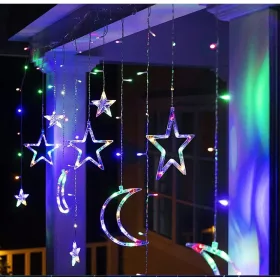  Božićna zavjesa s LED svjetlima i zvijezdama Multicolor Girlanda 138 LED
