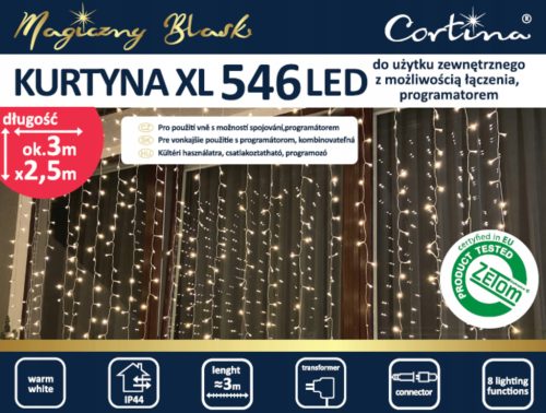 Cortina Božićna Curtain 546 LED XL Svjetla za Božićno Drvo 8 Funkcija Ledene Sople Božićno Drvo