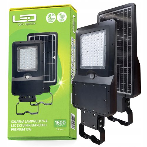 Lampa solarna ulična s reflektorom 15W IP65 senzor pokreta