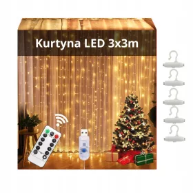   LED SVJETLOSNA ZAVESA 3x3m 300 Božićnih Lampica Girlanda za Prozor