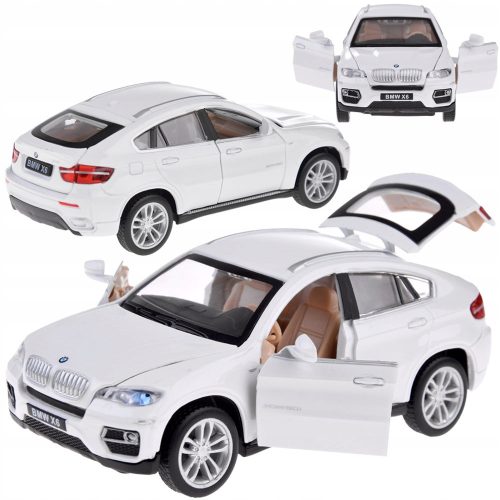 Metalni model automobila BMW X6 u mjerilu 1:32 bijeli SUV s svjetlosnim i zvučnim efektima ZA4606