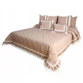   Prekrivač s volanima u nijansama smeđe boje 220 cm x 240 cm