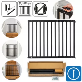   Sigurnosna kapija za vrata i stepenice REER, crna, pričvršćena vijkom