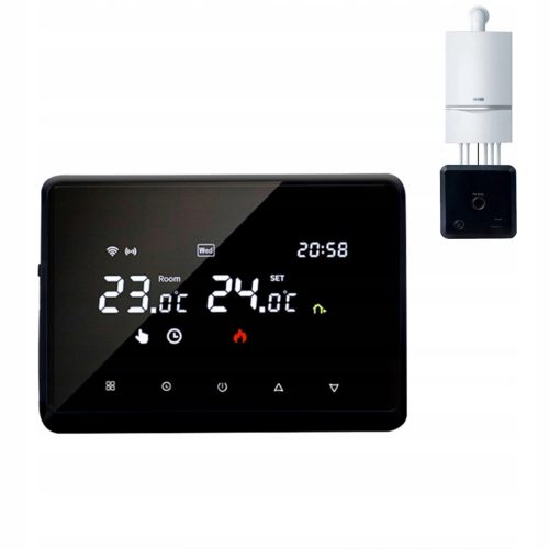 Digitalni WIFI termostat za kontrolu kotla preko TUYA aplikacije, napajanje USB/baterija, crni