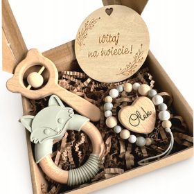   E-Baby držač za dudu s imenom Lis, set zvečke za tuširanje Lis