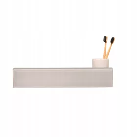 Staklena kupaonska polica za ogledalo ISLA 60cm bijela/siva