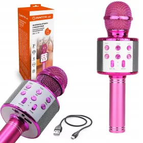   Karaoke Mikrofon Bluetooth sa Eho efektom i LED modulacijom glasa Manta MIC11-PK