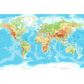  Zidni mural KARTA SVIJETA na poljskom za zid 180x120 GRATIS podloga za karte