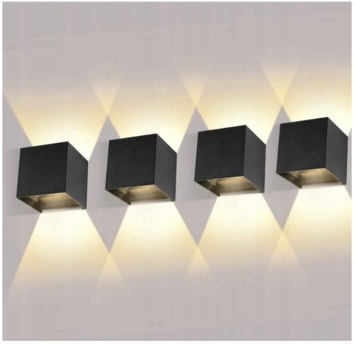 LED VRTNA ZIDNA SVJETILJKA ZA VRT - Set od 4 crne svjetiljke, integrirani 12 W LED izvor