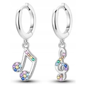   MD glazbene note naušnice s kamenčićima u boji visokog ključa S925