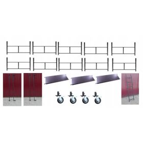   Rusztovanje Warszawske - Set od 10 dijelova s 4 velika kotača, 3 vrha, prečke, rukohvati i ljestve