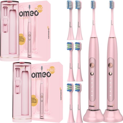  2 x OMEO +365 UV dezinficijens Pink Sonic električna četkica za zube