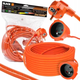   Jednostruki crni produžni kabel 10 m, 1 kom narančaste utičnice