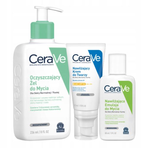 CeraVe Set za Njegu Kože s Kremom za Lice SPF 50 i Gelom za Čišćenje