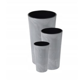   Vrtna posuda - Lamela saksija 14 cm x 14 x 26 cm promjer 14 cm plastične nijanse sive i srebrne + 2 druga proizvoda