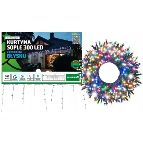   Izvanjska zavjesa Božićna svjetla 300 LED snažna + bljeskalica višeboja
