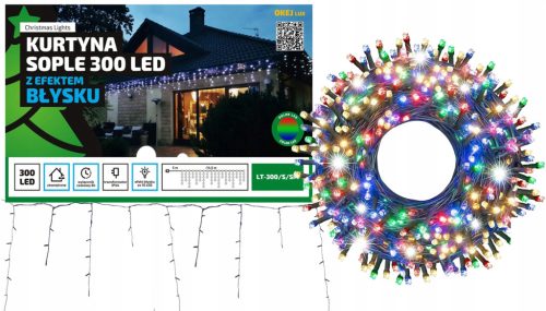 Izvanjska zavjesa Božićna svjetla 300 LED snažna + bljeskalica višeboja