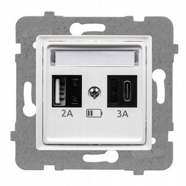 Polmark USB zidna utičnica s bijelim okvirom