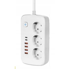 Trakasti produžni kabel 2 m, 3 kom utičnice, bijele boje