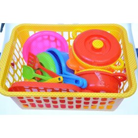   BOLO KOLORNI plastični KUHINJSKI PRIBOR u KOSARI - Set za IGRAČKE