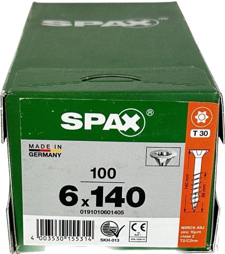 Spax Premium Drveni Vijci 6,0x140 WIROX TXTG Pakiranje 100 kom