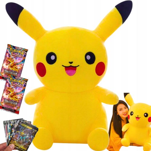 PLIŠANA MASKOTA PIKACHU POKEMON VELIKA XXXL + 20 karata s plamenom od opsidijana