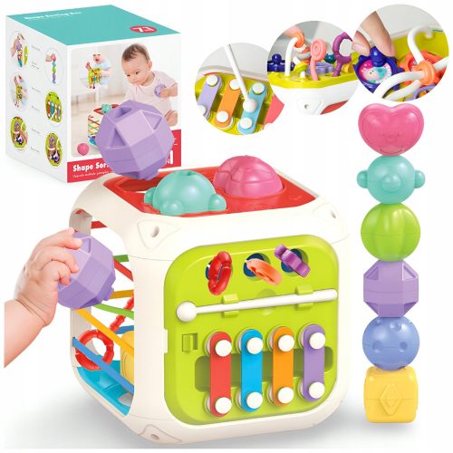 SORTER KOCKI MULTI GUMICE ELASTIČNE MONTESSORI SENSORY KOCKA 7u1
