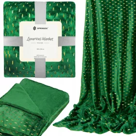   Topli prekrivač Springos® narukav za krevet 220x200 cm - zelena i zlatna nijansa