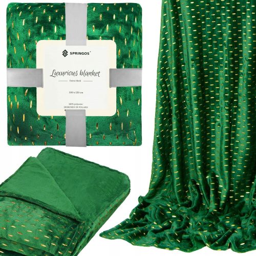Topli prekrivač Springos® narukav za krevet 220x200 cm - zelena i zlatna nijansa