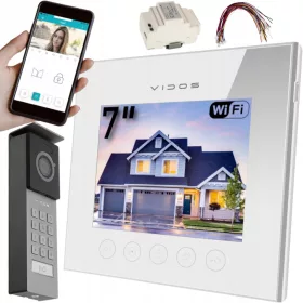   Vidos WiFi video portafon monitor M11W-X u bijeloj boji s aplikacijom za telefon i kodnim kriptorom Wideodomofon Vidos je idealno rješenje za jednostavnu komun