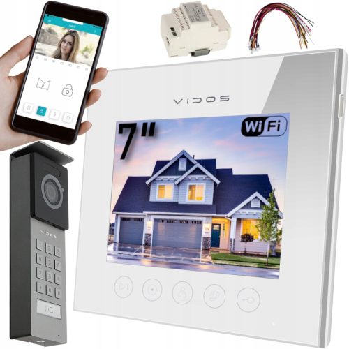 Vidos WiFi video portafon monitor M11W-X u bijeloj boji s aplikacijom za telefon i kodnim kriptorom Wideodomofon Vidos je idealno rješenje za jednostavnu komun