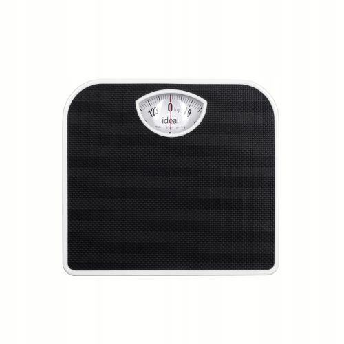 Kupaonska vaga Ideal IZ9201 Crna 130 kg - Tradicionalna mehanička analogna vaga za kupaonicu s preciznim mjerenjem do 130 kg. Veliko okno za očitavanje rezultata, crne brojke na bijeloj pozadini, funk