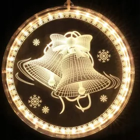  BOŽIĆNI VITRAJ 3D LED LAMPA PROZORSKO ZVONO