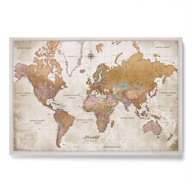  Mapa korka svijeta u retro stilu na engleskom jeziku 70x50 cm