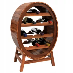 Stalak za vino za 12 boca u obliku bačve od drveta