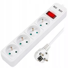 Produžni kabel za puhanje 1,5 m, 4 utičnice, bijeli