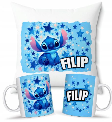 Luksuzni Set Jastuk i Šalica Lilo i Stitch s Personaliziranim Imenom