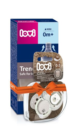 LOVI set za poklon Trendovi Buddy Bear bočica 120 ml + duda varalica 0-3 0414