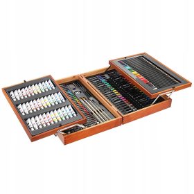   Maaleo umjetnički set za slikanje i crtanje u elegantnoj drvenoj walizci s 174 dijela