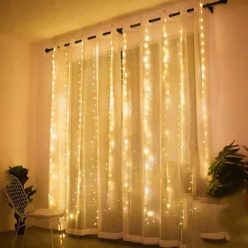   TOPLA SVJETLESNA ZAVJESA 3x3 USB 300 LED DALJINSKI UPRAVLJAČ GIRLAND BOŽIĆNO DRVO