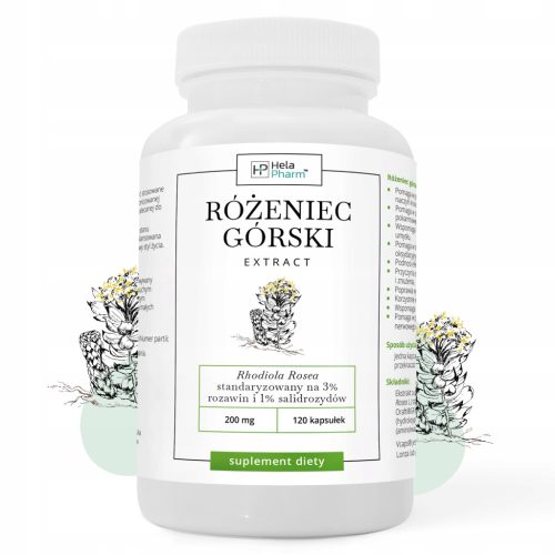 Ekstrakt Różeńca Górskiego Rhodiola Rosea 200mg, 120 kapsułek - Hela Pharm®