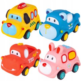   Gumeni autići sa pogonom za djecu - Set od 4 meka automobila s senzorskim pokretom